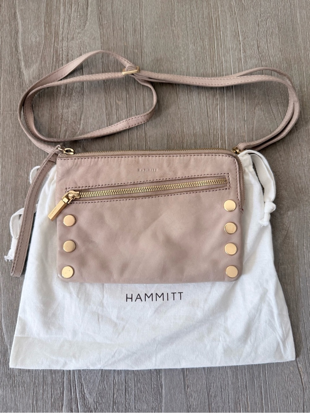 Hammitt Nash Crossbody Bag Small Mushroom Beige Wristlet